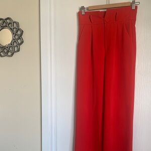 High-Waist Wide Leg Red Trousers
